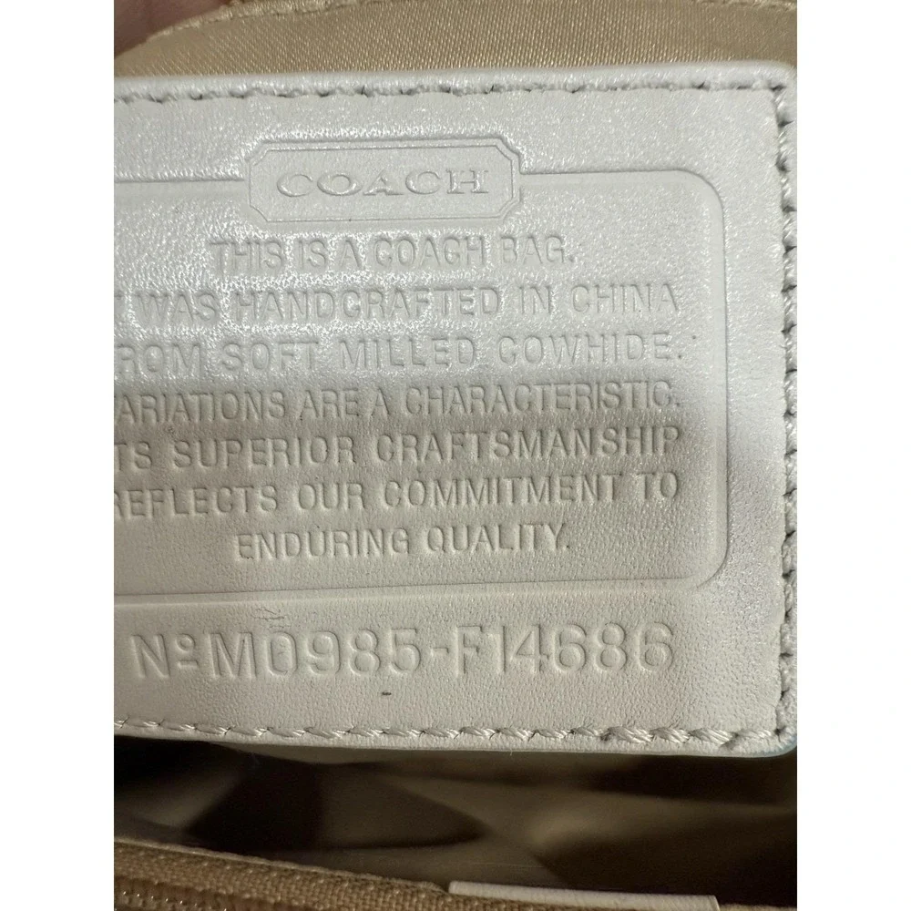 COACH F14686 Penelope Cream‎ White Pebbled Leather Double Handle Shoulder Purse